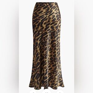 Commenseleopard satin skirt long